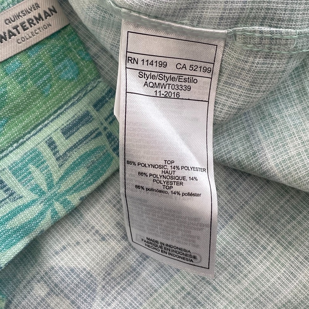Quiksilver Waterman Shirt Men 2XL Multi Tribal Floral Hawaiian Short Sleeve NWOT - Picture 6 of 8